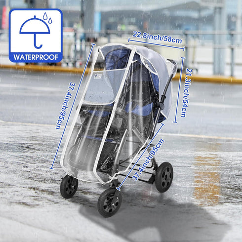 Stroller Rain Cover, Universal Weather Shield for Baby Stroller, Waterproof & Windproof Transparent Stroller Cover for Rain/Sun/Snow/Dust, Baby Ou...