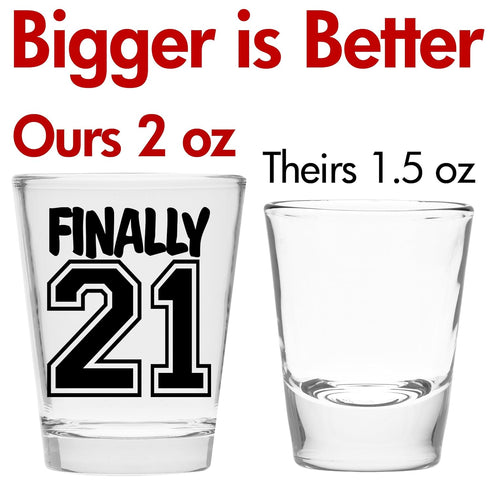 Make Em Laugh Finally 21 Birthday Shot Glass - Birthday Gift - Celebrate Turning Twenty-One - 21st Birthday Gifts for Him or Gifts for Her - Shot ...