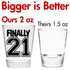 Make Em Laugh Finally 21 Birthday Shot Glass - Birthday Gift - Celebrate Turning Twenty-One - 21st Birthday Gifts for Him or Gifts for Her - Shot ...