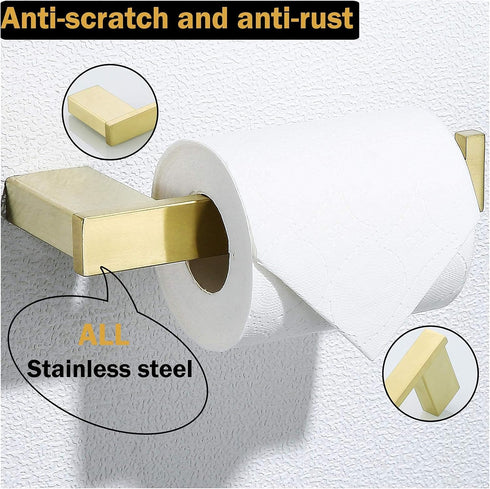 RANDOM Brushed Gold Toilet Paper Holder, Bathroom Hardware Accessories SUS 304 Stainless Steel Modern Tissue Paper Roll Holder Nordic Minimalism C...