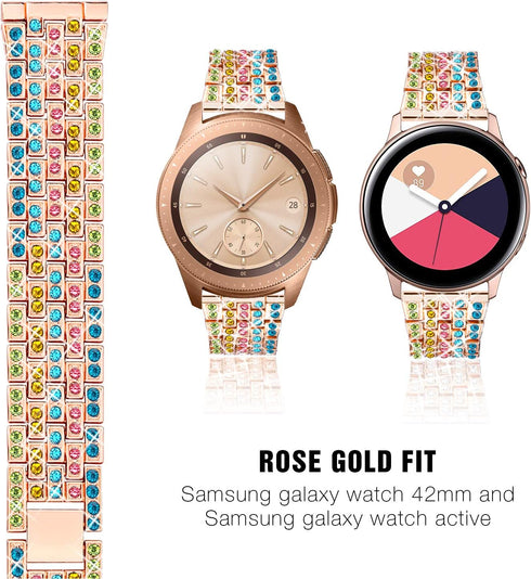 Dsytom Compatible with Samsung Galaxy Watch 42mm Band Women+ Bezel, 20mm Jewelry Watchband & Bezel Ring Cover Diamond Strap Bracelet for Galaxy Wa...