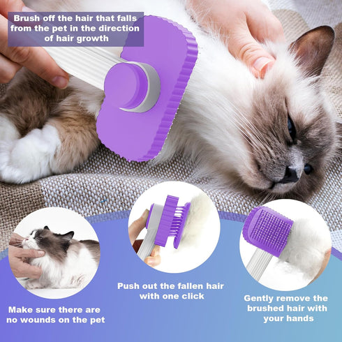Cat brush, Cat Brush for Long or Short Haired Cats, Remove Loose Fur and Mats, Rounded Pins Reduces Painful Pulling, Not for Tangle and Curly Fur,...