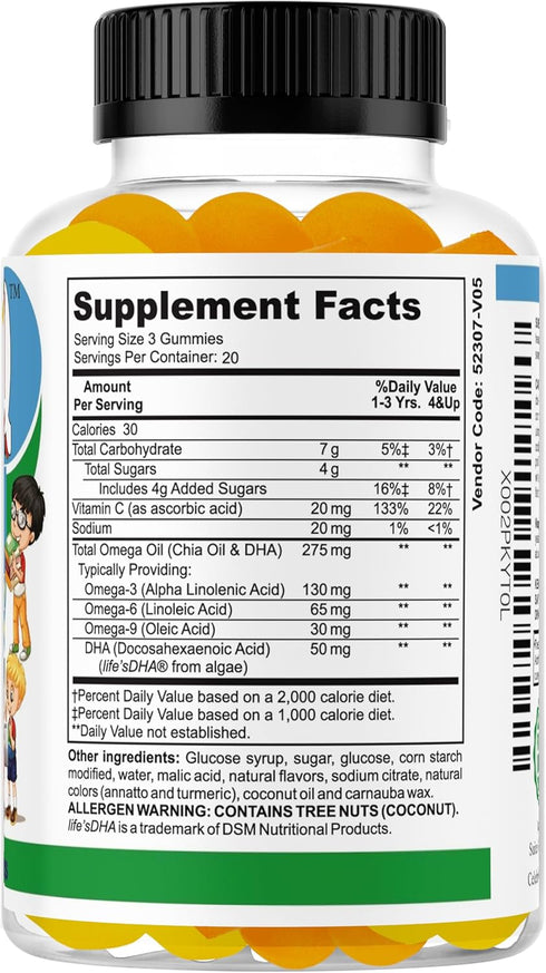 Genius IQ Kids Brain Supplements for Memory and Focus Omega 3-6-9, EPA DHA Gummy Vitamins, Brain Booster Calm Gummies,Supports Concentration, Clar...
