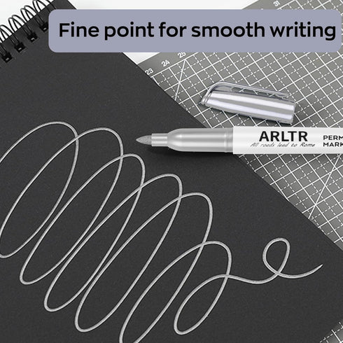 Silver Metallic Permanent Markers, 12 Pack Silver Metallic Marker Pens for Artist Illustration, Industrial Marking, DIY Crafts, Gift Card Making...