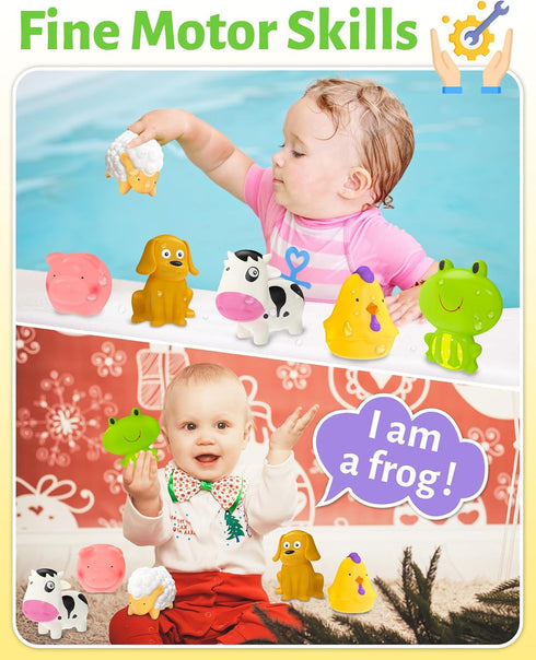 Farm Animals Baby Bath Toys for Kids Toddler Ages 1-3, No Hole Bathtub Pool Toys for 1 2 3 Year Old Boy Girl Birthday, Toddler Toys...