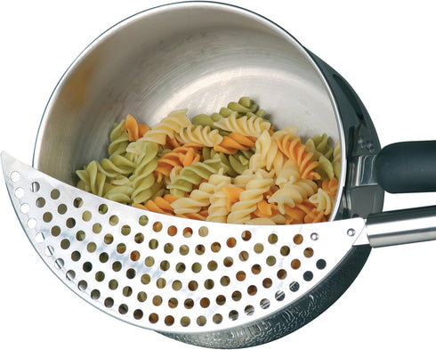 KitchenCraft Stainless Steel Half-Moon Pan Strainer/Pot Drainer, Silver...