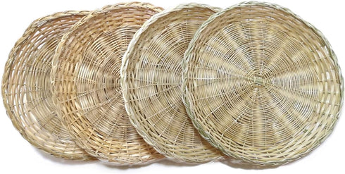 BB HOME, ZHONGER BHO Hand Weave Bamboo Paper Plate Holder 10in Set of 4 for Picnic Home Party and Daily Dinning...