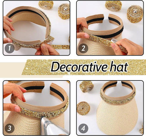 Bling Crystal Rhinestone Ribbon, DIY Self-Adhesive Rhinestone Sticker Ribbon for Wedding Cakes Birthday Crafts Decorations(Gold,1.1 Inch Wide)...