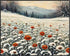 Posterizer 1 pcs-snowy winter flowers scene in oil painting style-1-Landscape & Nature Art-Floral & Botanical Art- Dining Room Decor- unframed wal...