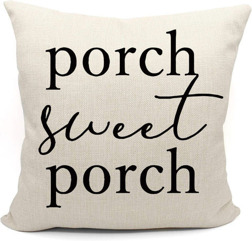 Mancheng-zi Porch Throw Pillows 18x18, Farmhouse Porch Decor, Outdoor Pillow Covers (White)...