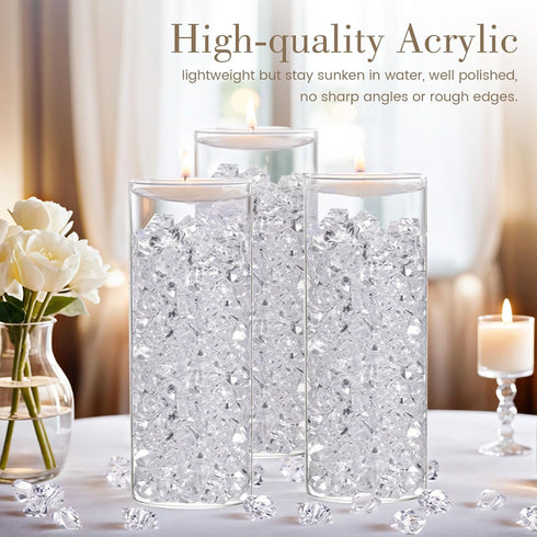 DomeStar Fake Ice, 150PCS Fake Diamonds, Plastic Diamonds Acrylic Rocks Vase Fillers for Centerpieces Wedding Party Table Scatter Food Display...