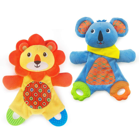 teytoy My First Baby Teething Toy, 2pcs Soft Crinkle Cloth Baby Toys for Toddler, Infants and Kids Perfect for Baby Shower(Lion and Koala)...