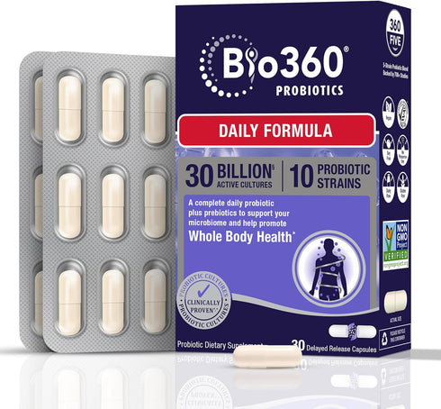 Adult Daily Probiotic Supplement for Women & Men, 30 Billion CFU, 10 Strains, Organic Prebiotic Fibers, Digestive & Immune Health, Occasional Cons...