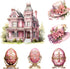 72 Pcs Pink Victorian Era Scrapbook Stickers Set, Aesthetic Sticker for Scrapbooking and Journaling, Junk Journal Supplies, Bullet Journals Materi...