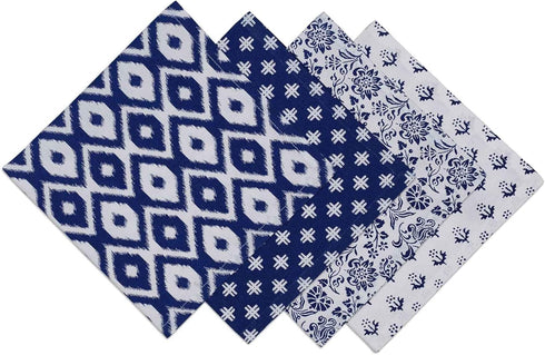 DII 100% Cotton Buffet Napkin Machine Washable, Oversized, Everyday Basic, 18x18, Assorted Indigo...