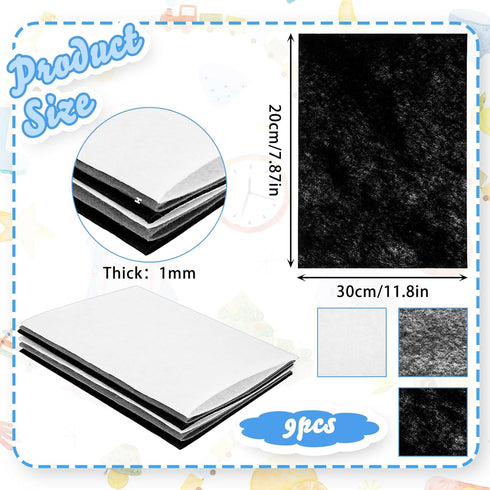 Giantree 9 Pcs Felt Fabric Sheet for Crafts, 11.8" x 7.9" Soft Craft Felt Fabric Squares for Sewing Patchwork Decoration Embroidering Book DIY Cra...
