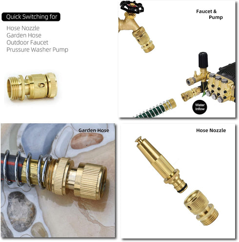 PLG ¾ Inch GHT Solid Brass Garden Hose Quick Connect Fittings,2 Male+2 Female...