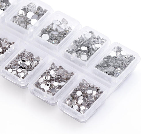 4200 Pack Clear Flat Back Rhinestones for Craft, Round Crystal Gems Stickers for Clothes, 1.5 mm - 4.8 mm, 6 Sizes...