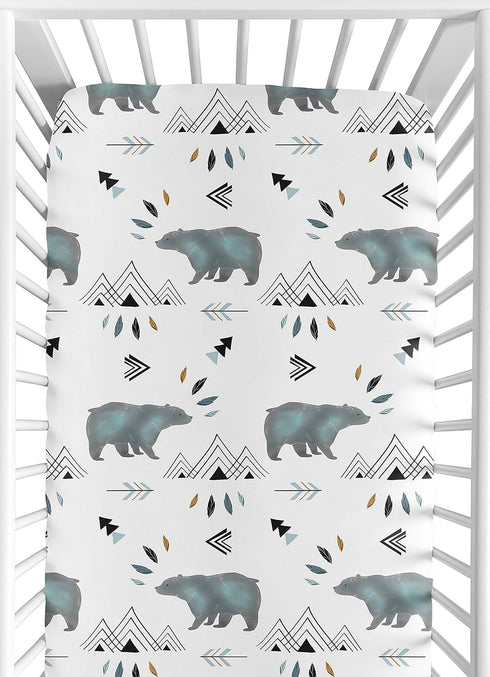 Baby or Toddler Fitted Crib Sheet for Bear Mountain Watercolor Collection by Sweet Jojo Designs...