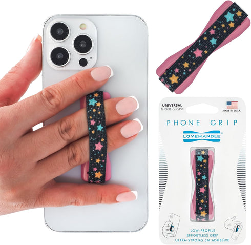 LOVEHANDLE Phone Grip with Stars Blush Design - Universal Phone Strap and Phone Grips for Back of Phone - Convenient Cell Phone Holder for Hand Th...