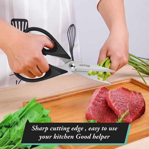 iBayam 1-Pack Kitchen Scissors All Purpose Kitchen Shears 8.5" Cooking Scissors with Sheath, Black Kitchen Accessories, Household Appliances Home ...