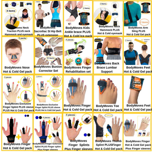 BodyMoves 2 Finger Splints Plus 10 Sleeves (12 pc Set, Aqua Blue)...