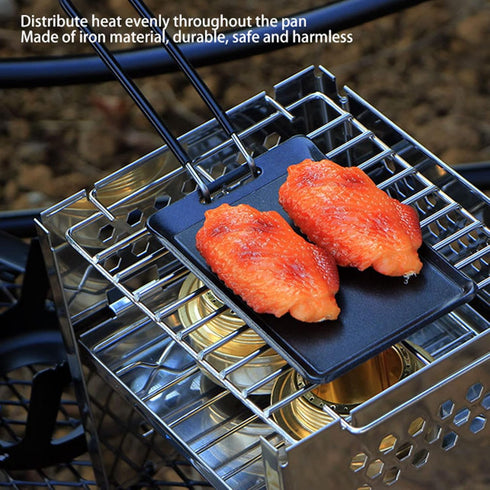 Grill Pan, Small Nonstick BBQ Grill Pan with Detachable Handle, 5.1 x 3.4 in Multipurpose BBQ Grilling Pan Steak Frying Pan Heating Evenly and Qui...