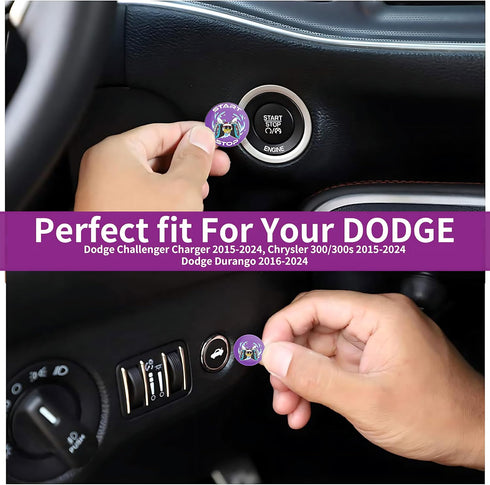 Car Push Start Button Cover for Dodge Challenger Charger Dart Accessories 2015-2024, Engine Start Ignition Kit Cover Emblem Badge Unique Stylish D...
