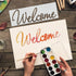 4 Pieces Welcome Stencils Welcome Stencils Templates Reusable Plastic Welcome Templates Stencil Set for Painting on Wood Wall Fabric Rock Chalkboa...
