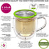 Teabloom Double-Wall Borosilicate Glass Mug with Stainless Steel Infuser and Lid – 15 OZ / 430 ML – 2 Gourmet Tea Flowers Included...