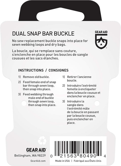 GEAR AID Dual Snap Bar Buckle, 1”, Black...