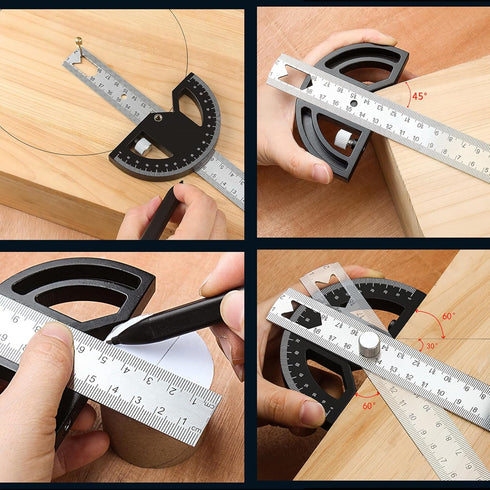 Protractor Angle Finder Carpenter Square Adjustable Aluminum Protractor Square and Angle Gauge for Carpenters & Woodworking Hobbyists with 0-180 D...