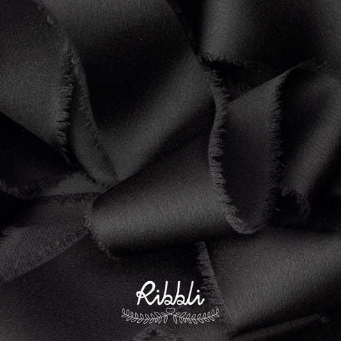 Ribbli Black Silk Satin Ribbon 1.5 Inch x 30 Yard Handmade Frayed Chiffon Black Ribbon for Gift Wrapping Wedding Invitations Bridal Bouquets Home ...