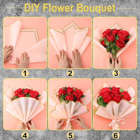 141 Pcs Flower Bouquet Accessories, Diamond Head Straight Pins Mini Crown Cake Toppers Flower Wrapping Paper Butterfly Wall Decor Ribbon for Birth...