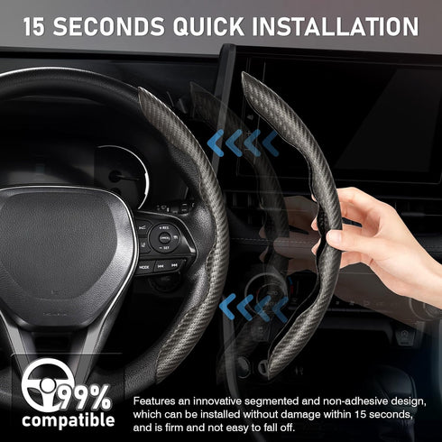 Cartist Steering Wheel Cover, Carbon Fiber Steering Wheel Cover, Car Steering Wheel Cover for Men/Women, Anti-Slip, Comfortable Grip, Durable, Uni...