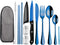 Portable Travel Utensils Set,Reusable Utensils,Travel Camping Cutlery Set,Stainless Steel Flatware Set with Case,Lunch Boxes Workplace Camping Sch...