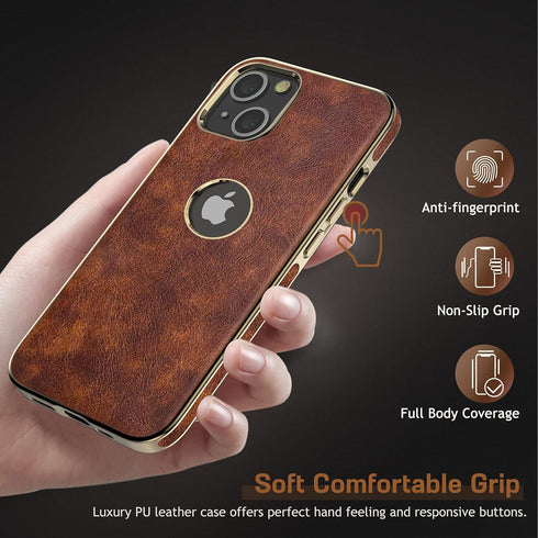 LOHASIC for iPhone 13 Case, Vintage Leather Thin Slim Luxury PU Soft Flexible Bumper Non-Slip Grip Shockproof Anti-Scratch Full Body Protective Co...