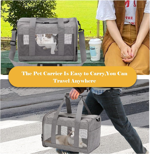 Travel Carrier for Cats,Cat Soft-Sided Carriers Collapsible Ventilated Breathable Puppy Carrier for Small Dogs Airline Approved Cats Carrier for S...