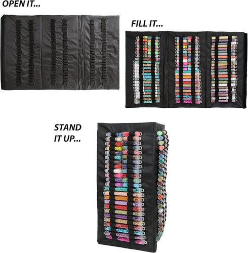 The Beadsmith Bead Tube Tower – Storage Unit – 8 x 16 inches, Folds Easily for Storage or Travel – Holds Large and Small Bead Tubes – Clear Zipper...