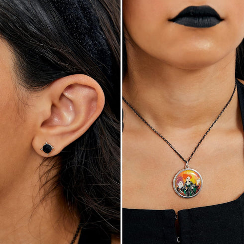 Disney Hocus Pocus Womens Earrings and Necklace Set - Stud Earrings for Women with Hocus Pocus Necklace - Hocus Pocus...