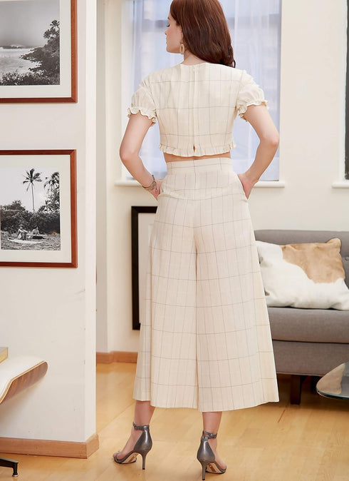 McCall Pattern Company McCall's Women's Crop Top, Shorts, and Flared Leg Pants, Sizes 4-12 Sewing Pattern, White...