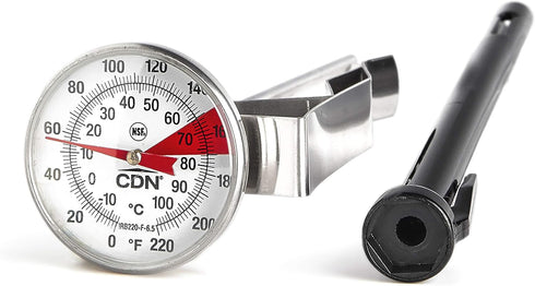 CDN ProAccurate® Instant Read Beverage Frothing Thermometer with Clip for Precise Temperature Measurement, 6.5" Stainless Steel Stem, Easy to Read...