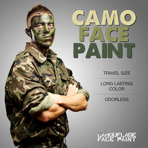 3 Woodland Face Paint Sticks Kit, Camouflage...