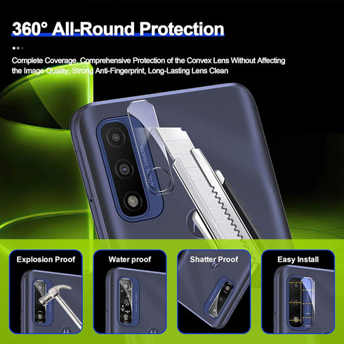 [2+2 Pack Tempered Glass Screen Protector for Motorola Moto G Pure 2021 - and 2 Pack Camera Lens Protector - HD Clarity - Anti-Scratch - Case Frie...