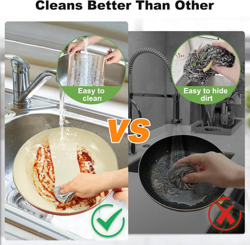 10pcs Non Scratch Wire Dishcloth Multipurpose Wire Dishwashing Rag for Wet and Dry,Metal Scrubbers for Cleaning Dishes,Dual-Sided Kitchen Cleaning...
