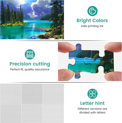 500 Pieces Puzzles for Adult Jigsaw Puzzle 500 Piece Puzzle Children Elderly Puzzle Mountain Forest Lake Puzzle Gift for Mom Dad Family Friend Fam...