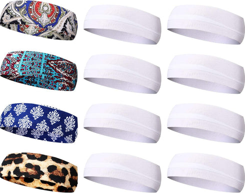 12 Pieces Sublimation Headband Blank Tie Dye Headband Heat Transfer Yoga Hairbands Elastic Sweatbands Iron on Transfer Bandana Head Wrap Scarf for...