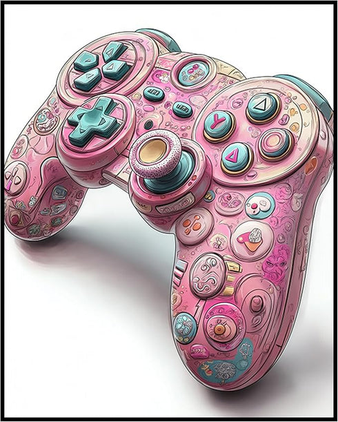 Posterizer 1 pcs-video game controller-pastel retro aesthetic game room poster -1-Sports & Hobby Art-Art in Pop Style-Decor for Home & Office- unf...