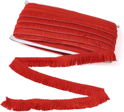 MegaPet Polyester Fringe Tassel Lace Trim 1 Inch x 82 Feet Chainette Fringe Fibre Trim DarkRed for Sewing Quilting Lampshade Curtain Decoration...