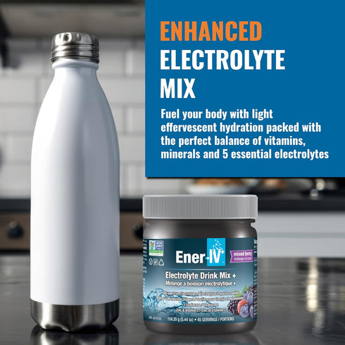 Ener-IV Electrolyte Hydration & Energy Drink Mix Potassium Zinc & Vitamin C Electrolytes Powder - Muscle Recovery & Immunity Sports Drinks for Wom...
